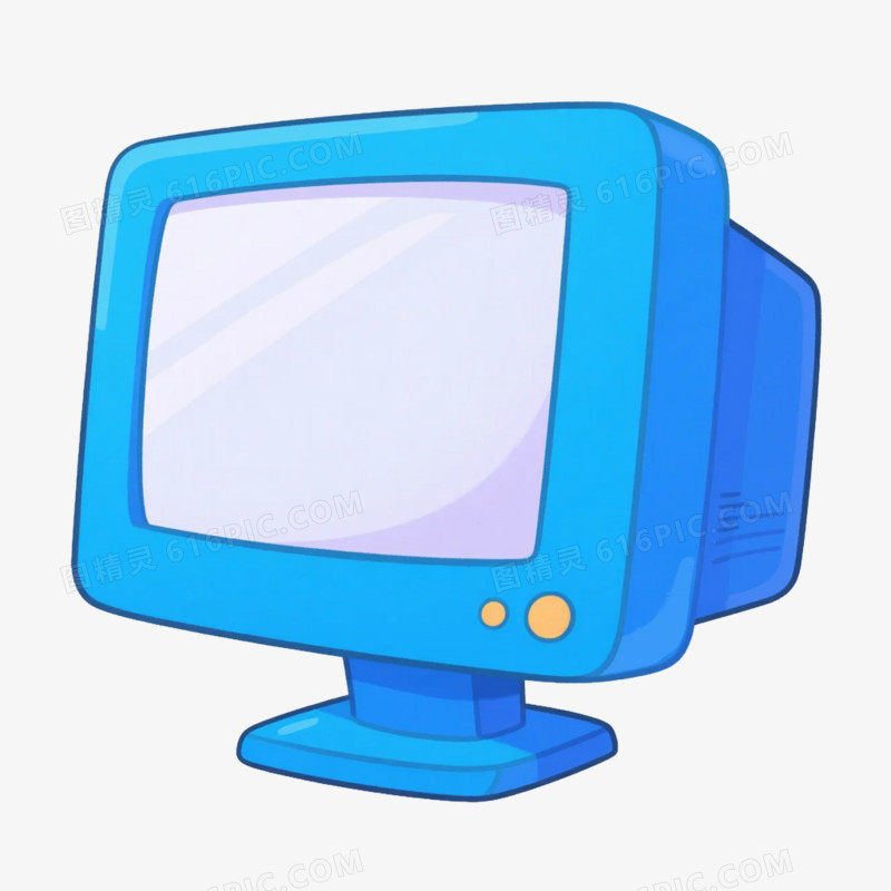 蓝色卡通插画风教育文具图标电脑屏幕免抠元素