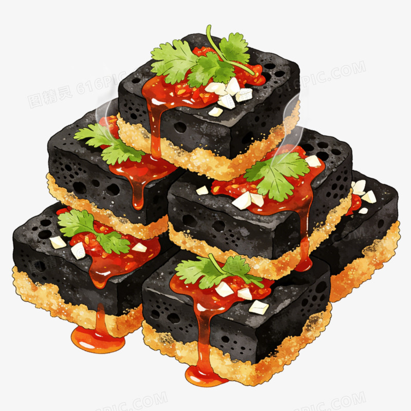 卡通手绘风长沙臭豆腐免抠元素