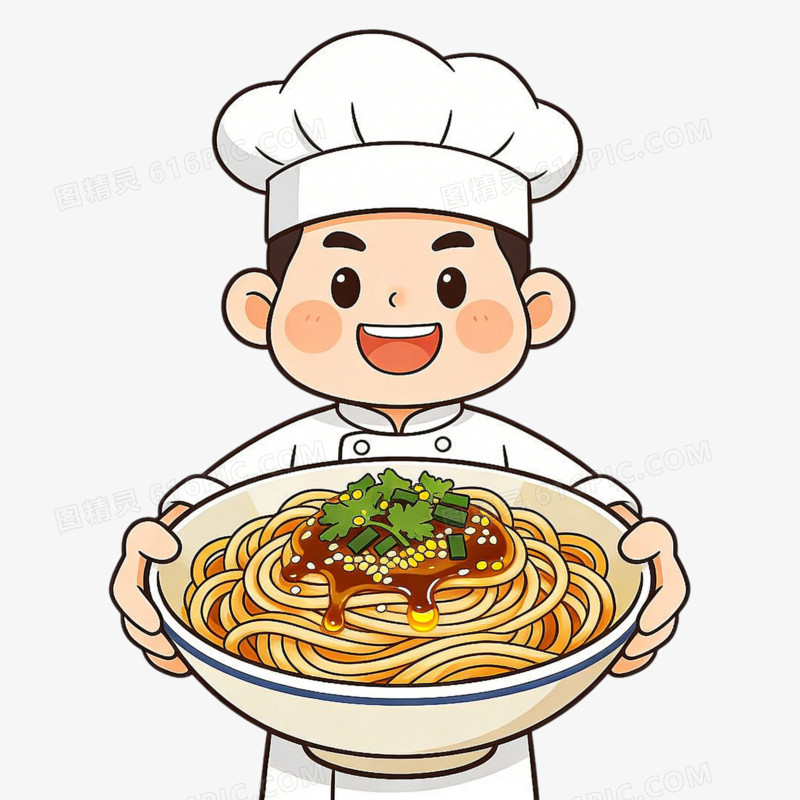 卡通手绘风武汉热干面免抠元素