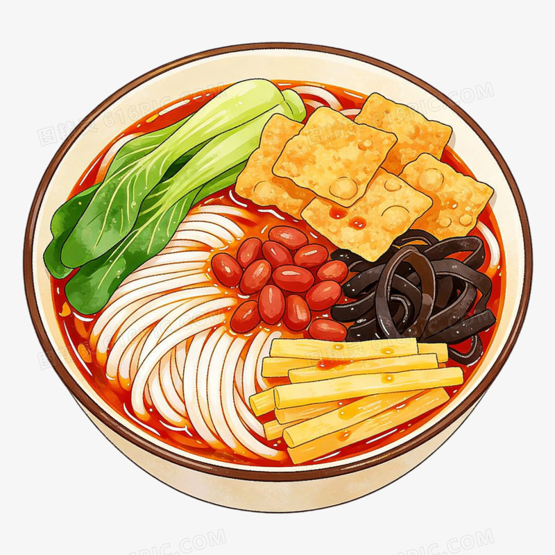 卡通手绘风柳州螺蛳粉免抠元素