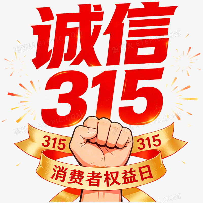 手绘插画消费者权益日免抠元素