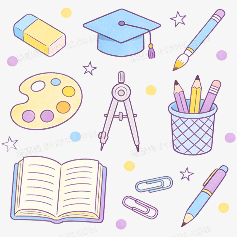 手绘插画教育图标免抠元素