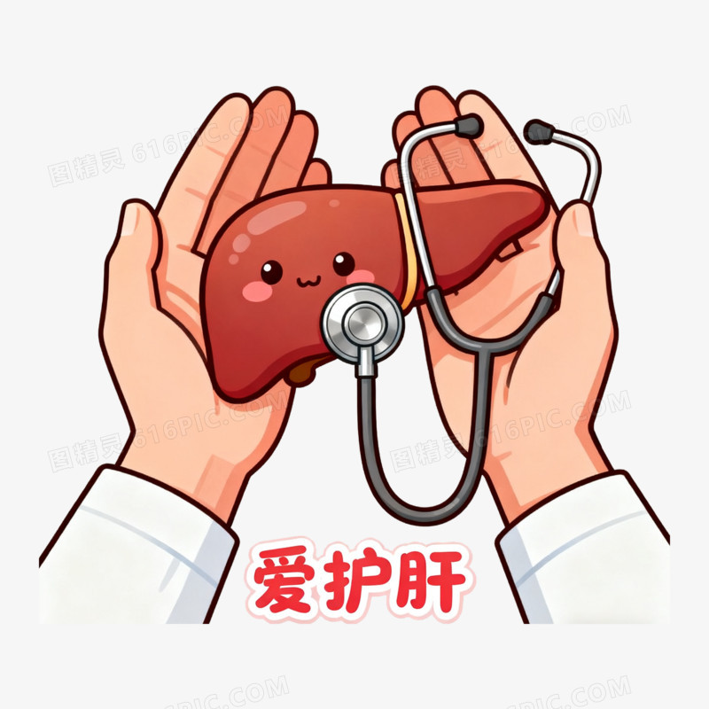 扁平风爱护肝卡通免抠元素