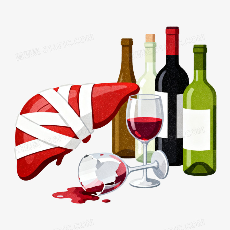 扁平风饮酒过度伤肝免抠元素