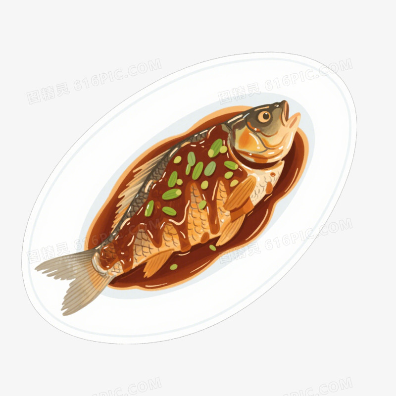 地方美食杭州西湖醋鱼免抠元素