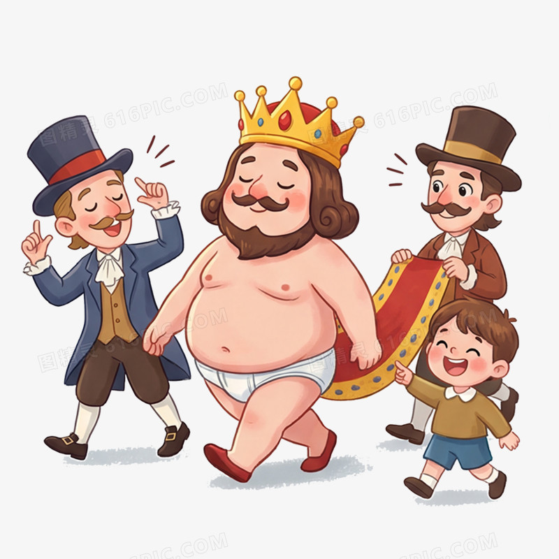 卡通手绘童话故事皇帝的新装免抠元素