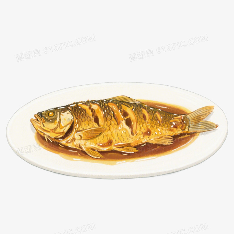 地方美食杭州西湖醋鱼免抠元素