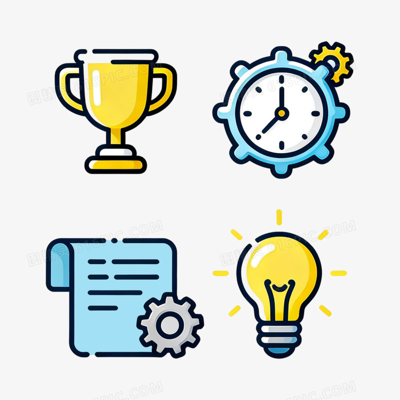 扁平风蓝色简洁图标免抠元素