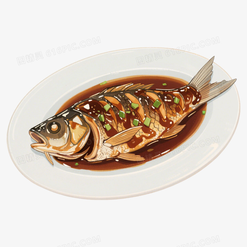 地方美食杭州西湖醋鱼免抠元素