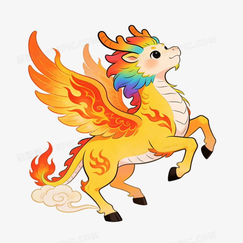 麒麟翅膀飞奔ai免抠元素