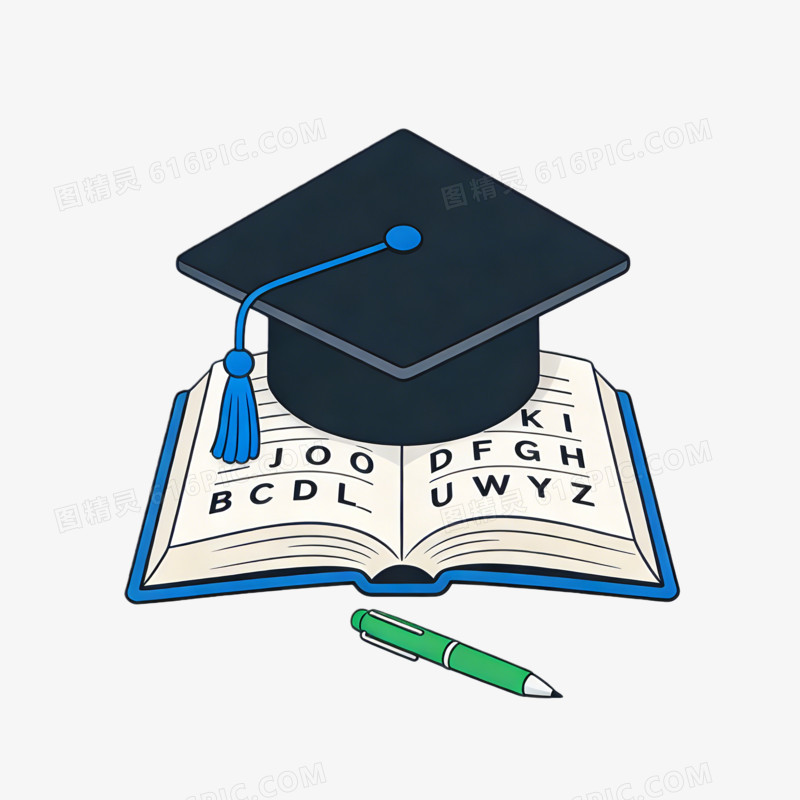 教育图标书本帽子ai免抠元素
