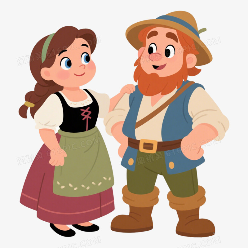 童话故事渔夫和他的妻子免抠元素