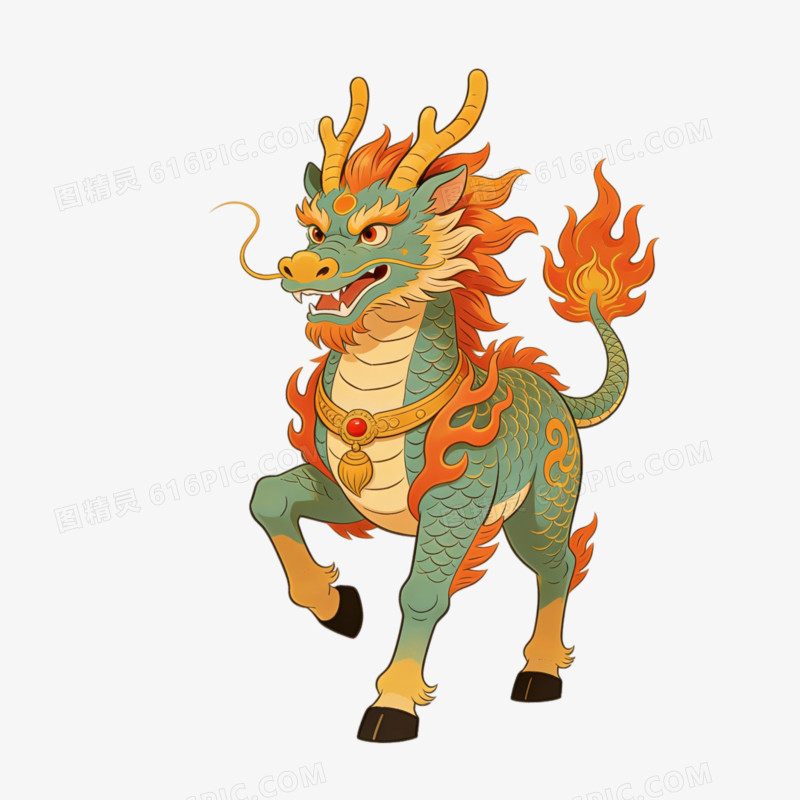 麒麟黄色ai免抠元素