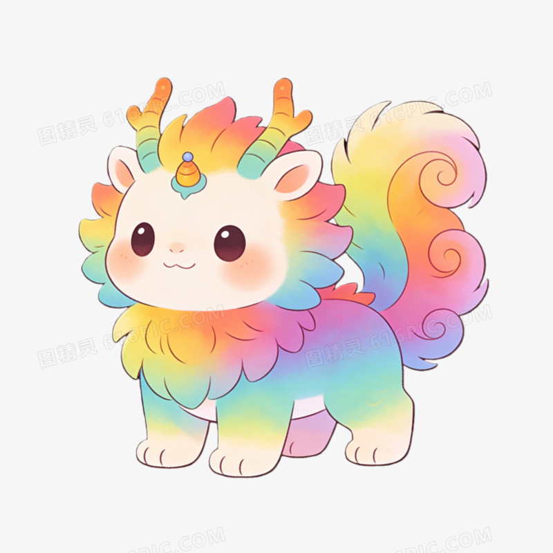 麒麟七彩萌图ai免抠元素