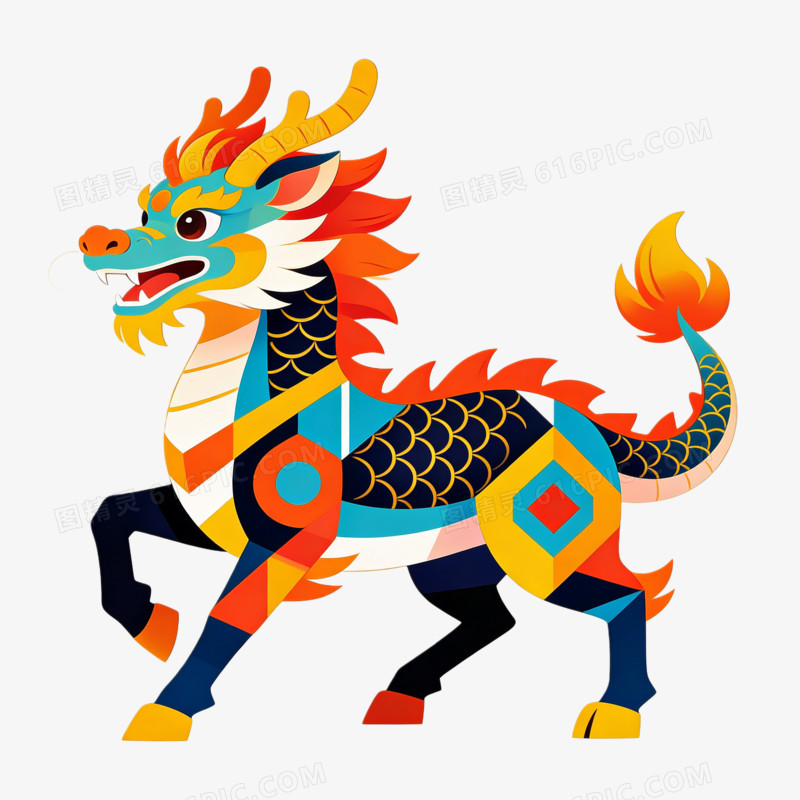 麒麟多彩拼块ai免抠元素