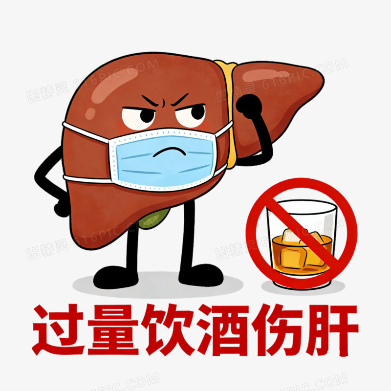 过量饮酒伤肝ai免抠元素