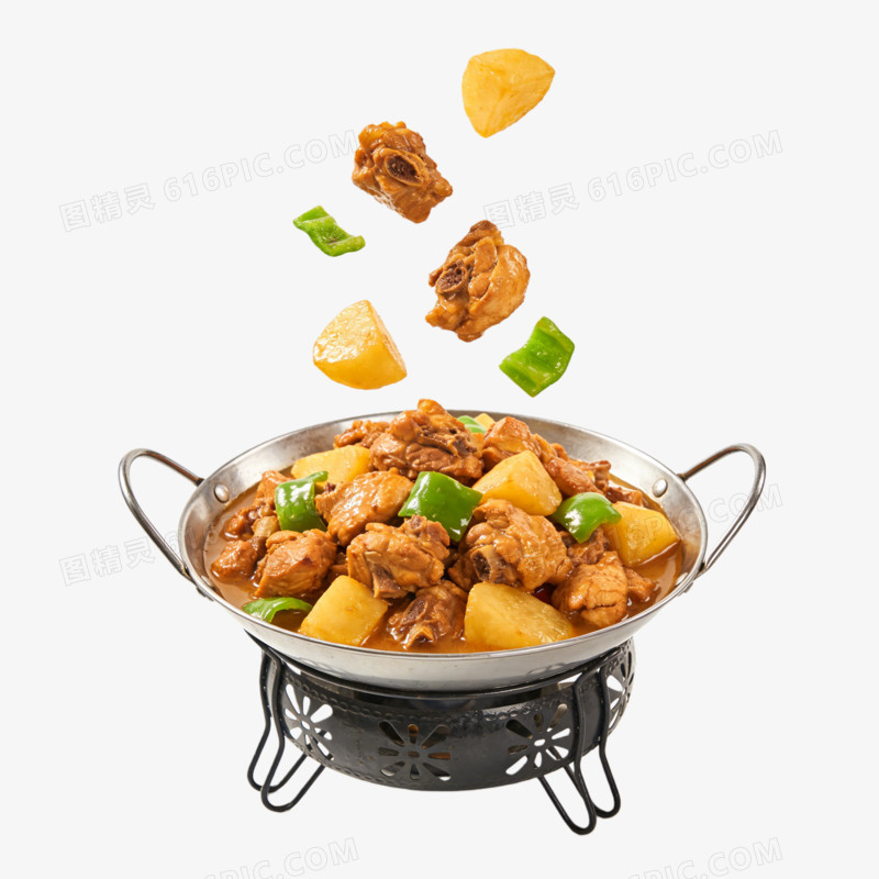 新疆大盘鸡美食照片掉落ai免抠元素