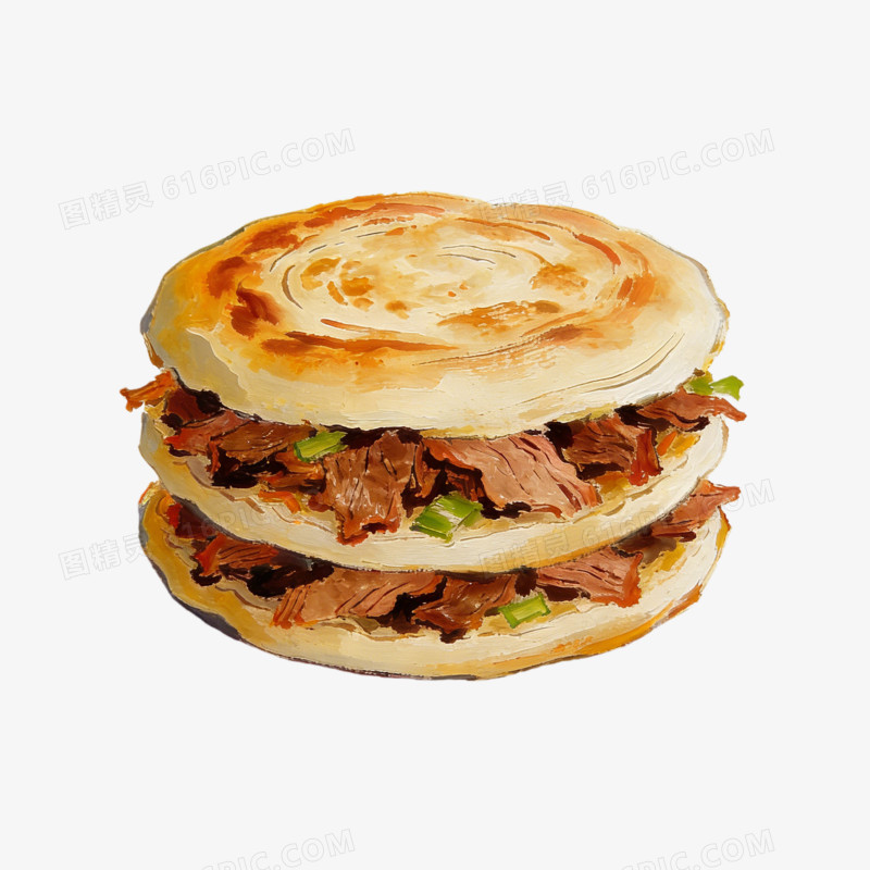 肉夹馍插画素材ai免抠元素