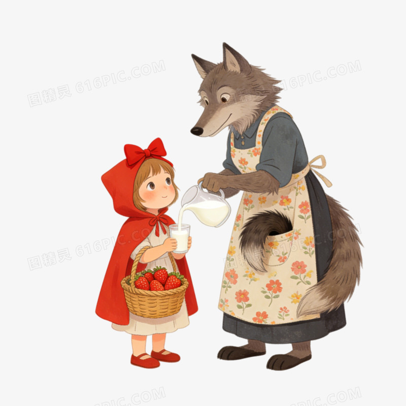 童话故事小红帽绘本ai免抠元素