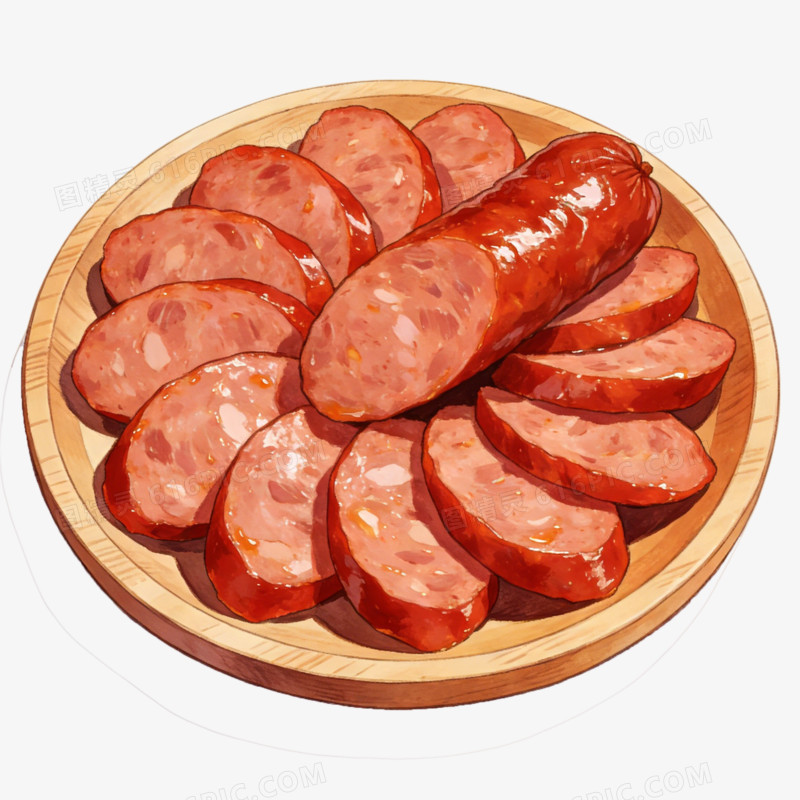 一大盘黑龙江哈尔滨红肠切片ai免抠元素