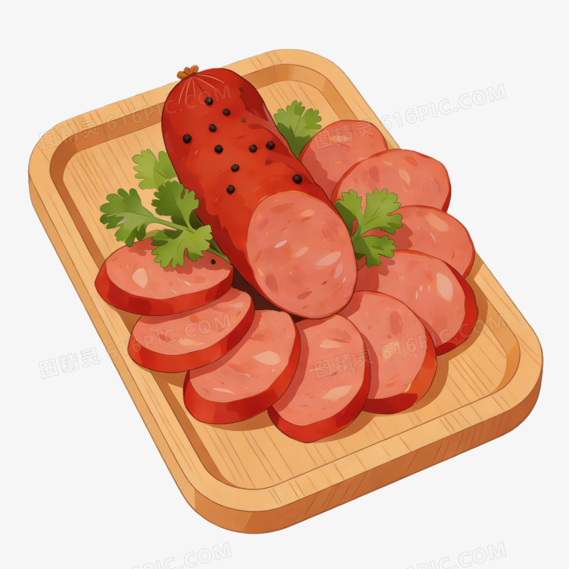 插画风黑龙江哈尔并红肠美食ai免抠元素