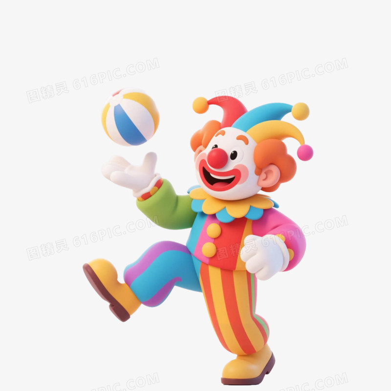 卡通插画风愚人节小丑免抠元素