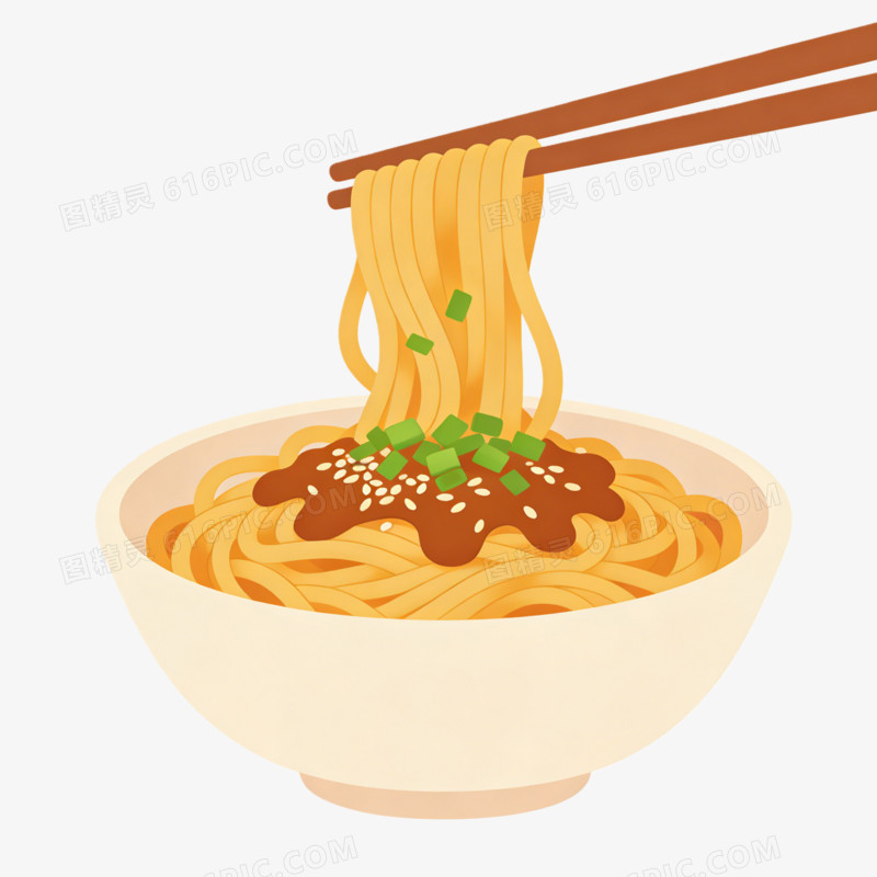 武汉热干面美食插画ai免抠元素