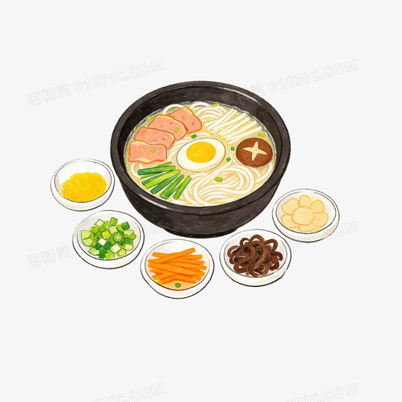 餐厅云南过桥米线美食照片插画ai免抠元素