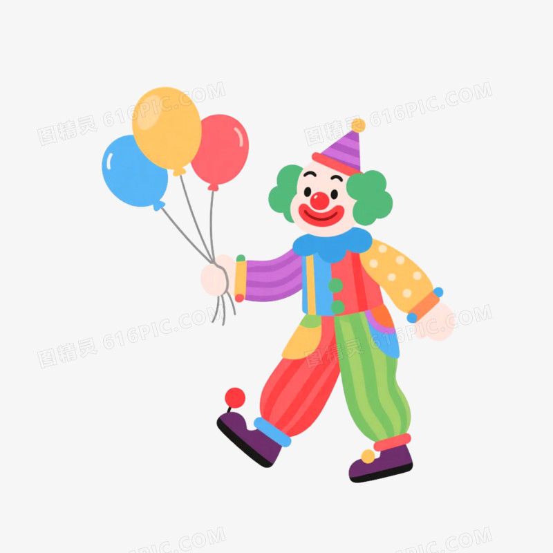 卡通插画风愚人节小丑免抠元素