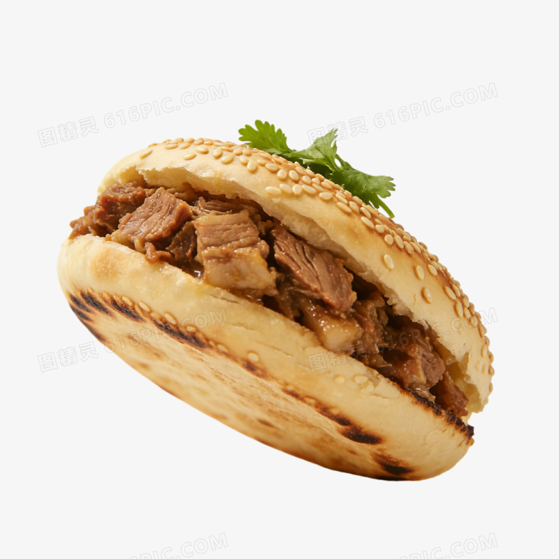 一个可口的陕西肉夹馍实拍ai免抠元素