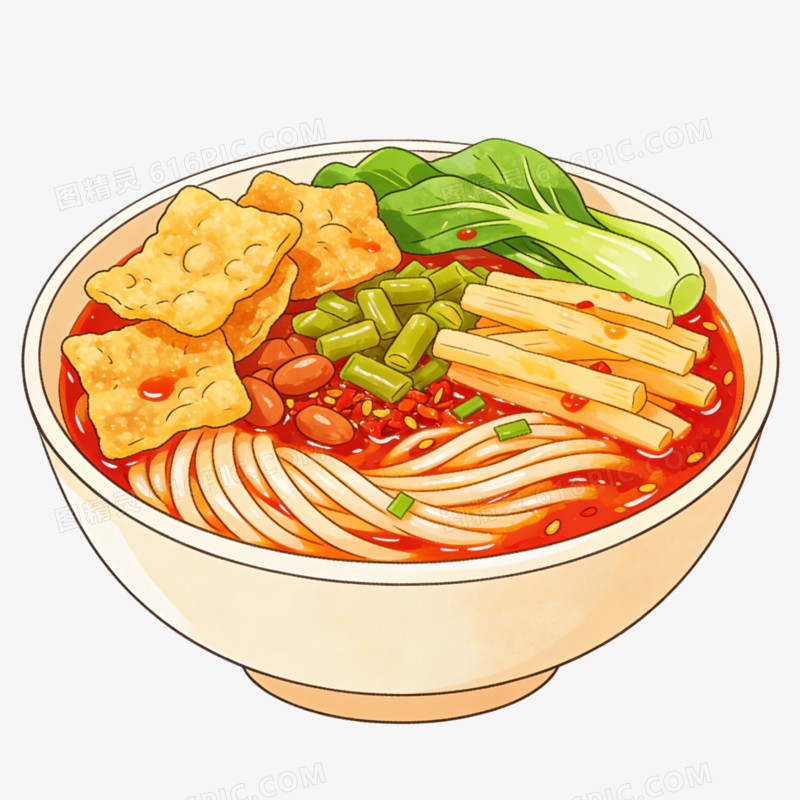 手绘风柳州螺蛳粉一碗ai免抠元素