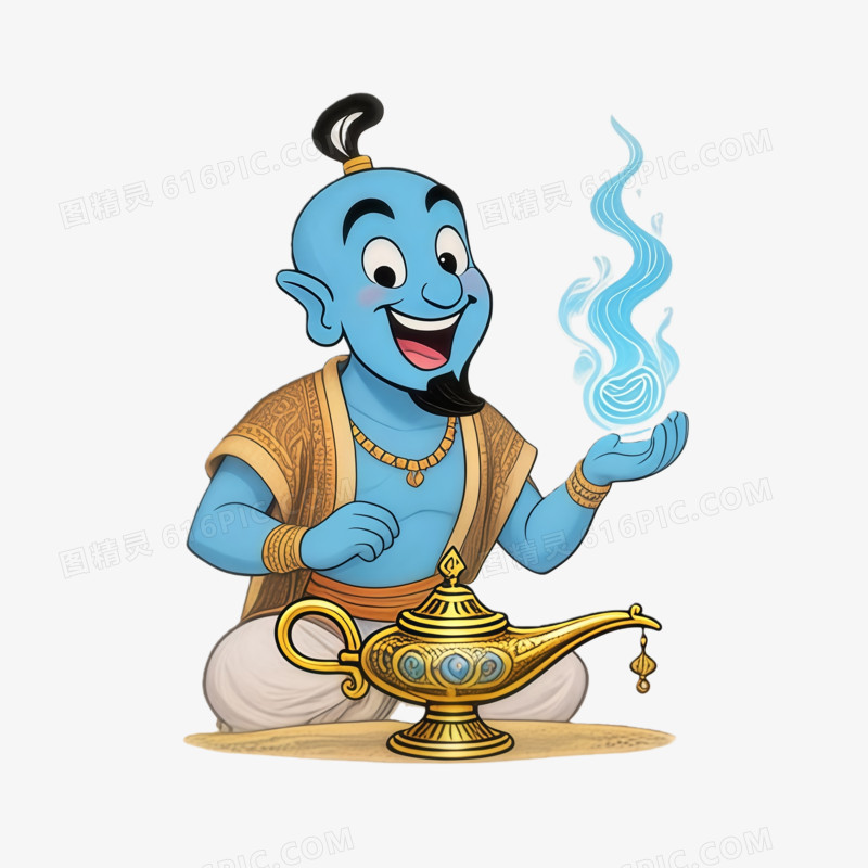 童话故事阿拉丁神灯茶壶画ai免抠元素