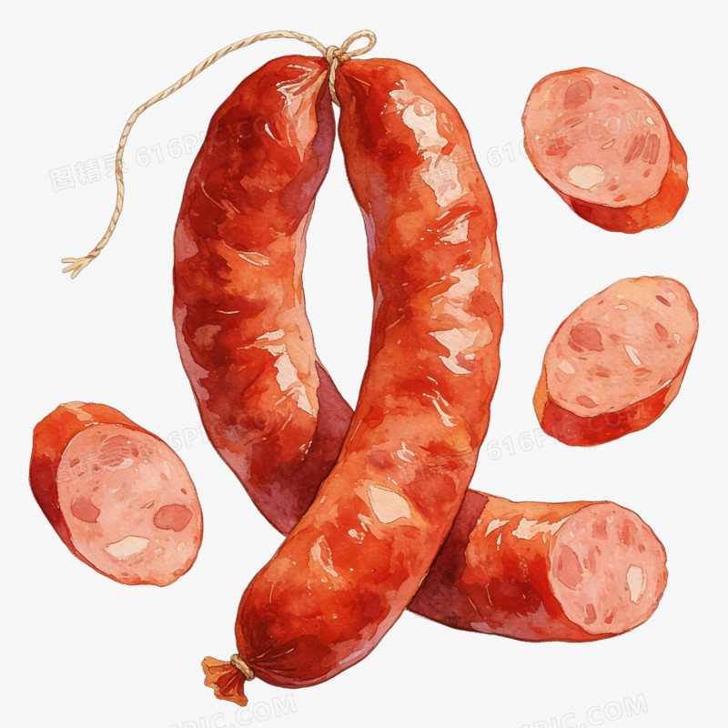 插画风黑龙江哈尔滨红肠美食ai免抠元素