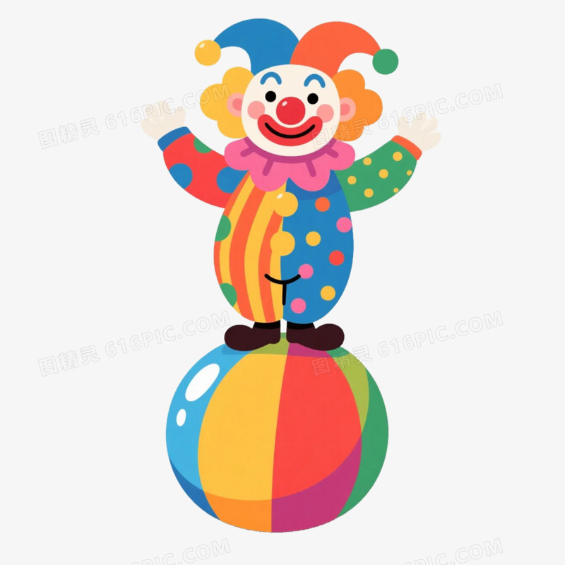 卡通插画风愚人节小丑免抠元素