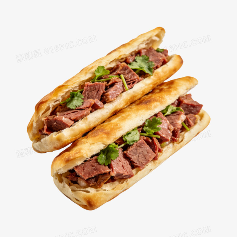 两个实拍的河北驴肉火烧照片ai免抠元素