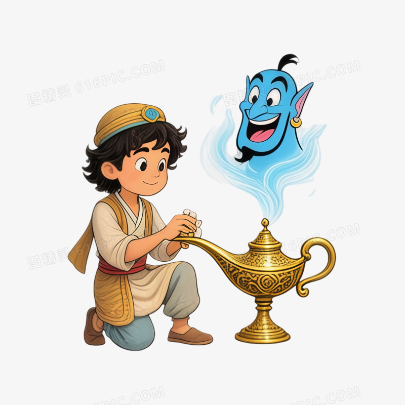 童话故事王子与阿拉丁神灯ai免抠元素