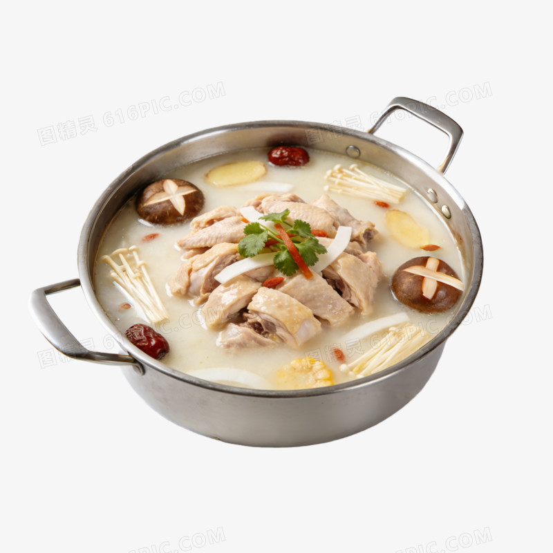 一锅海南椰子鸡美食照片ai免抠元素