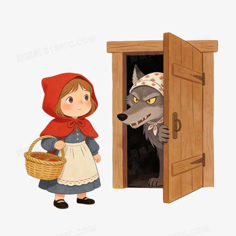 童话故事小红帽插图ai免抠元素