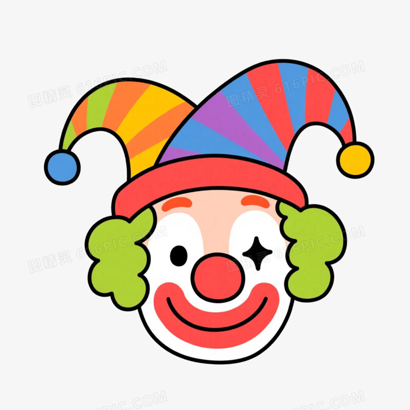 卡通插画风愚人节小丑免抠元素