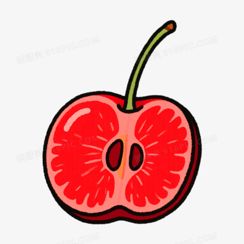 车厘子切开的水果免抠元素