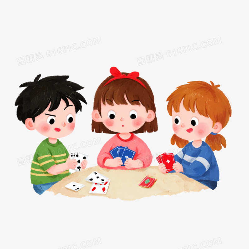 卡通手绘打牌打麻将免抠元素