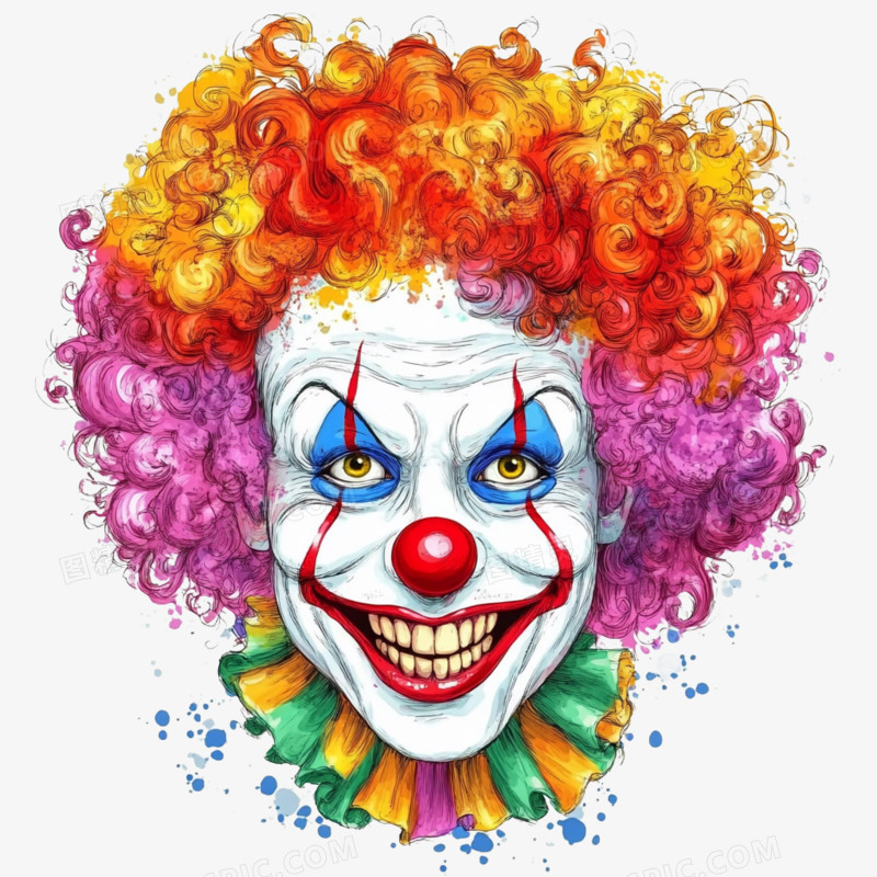 卡通手绘愚人节小丑免抠元素