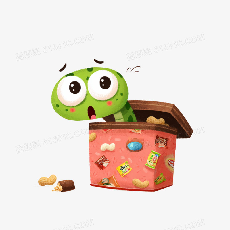 卡通手绘愚人节恶作剧弹蛇罐免抠元素