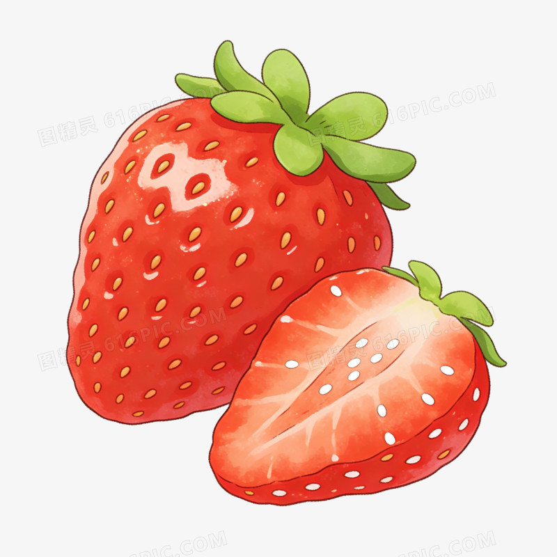 卡通切开的草莓免抠元素