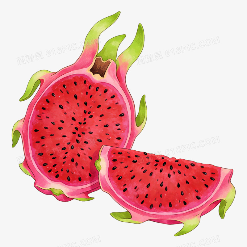 卡通切开的火龙果免抠元素