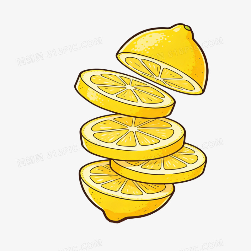 卡通切成片的柠檬免抠元素