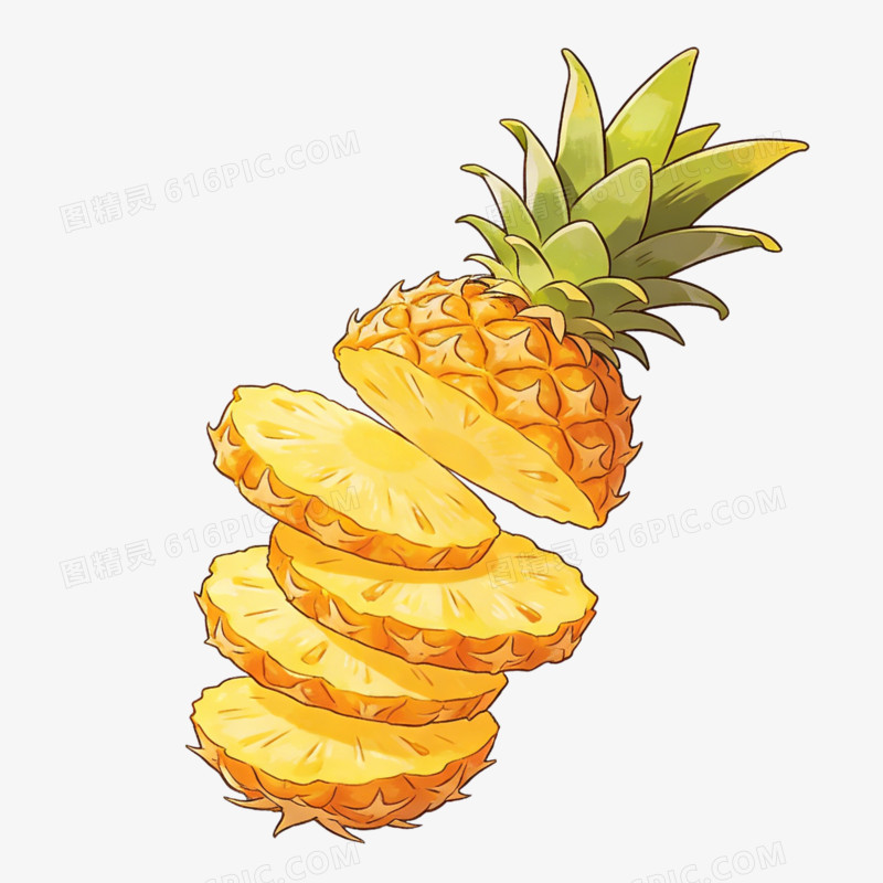 卡通切成片的菠萝免抠元素
