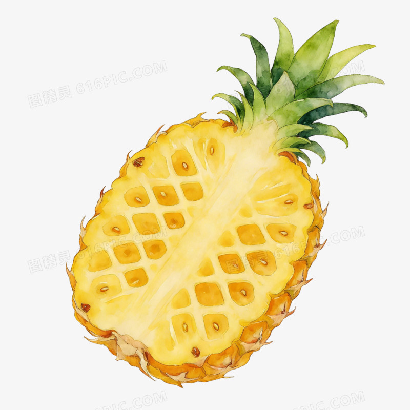 卡通切开的水果菠萝免抠元素
