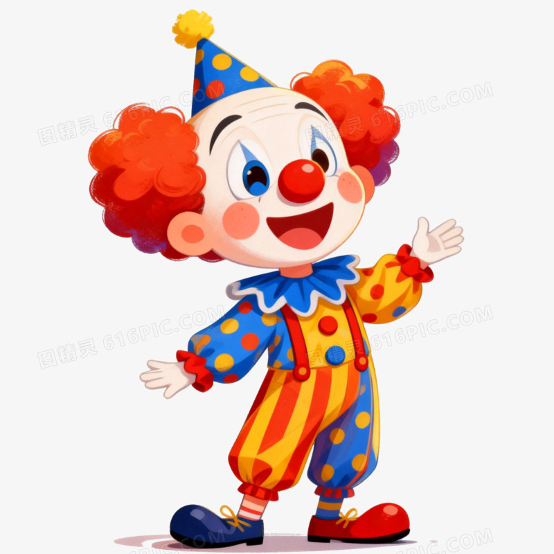 卡通手绘愚人节小丑形象插画免抠元素