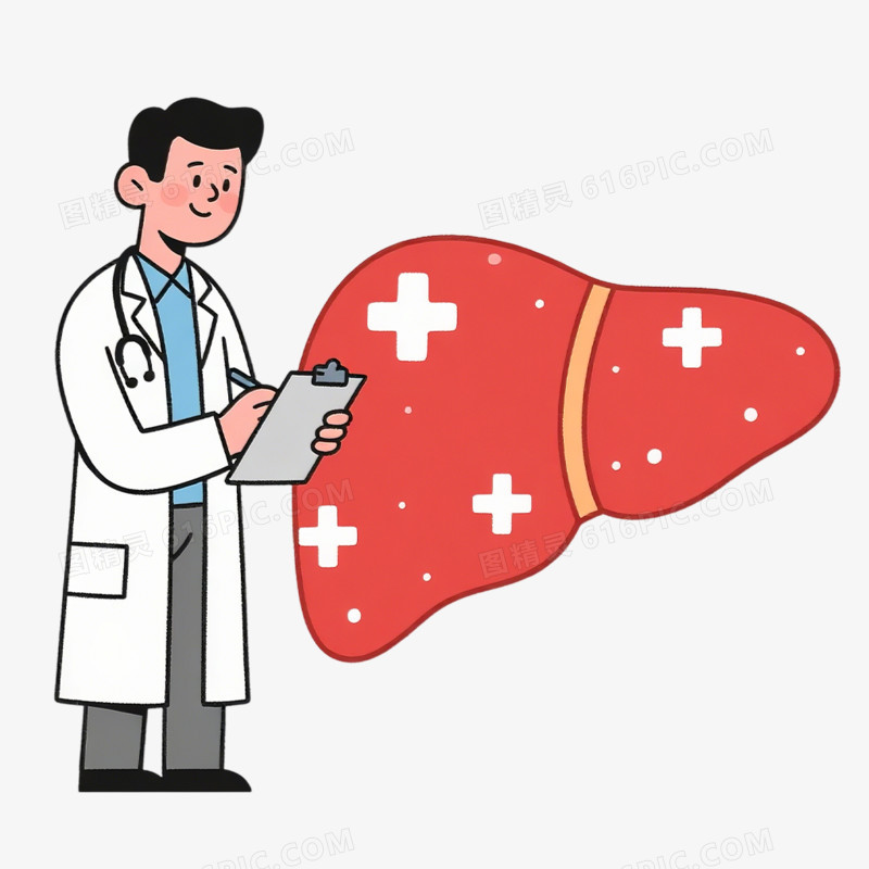 卡通手绘全国爱肝日免抠素材
